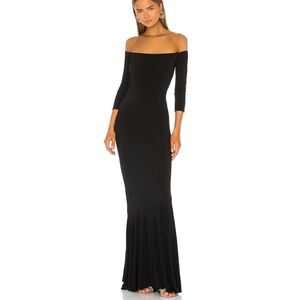 Norma Kamali Off the Shoulder Fishtail Gown in Black